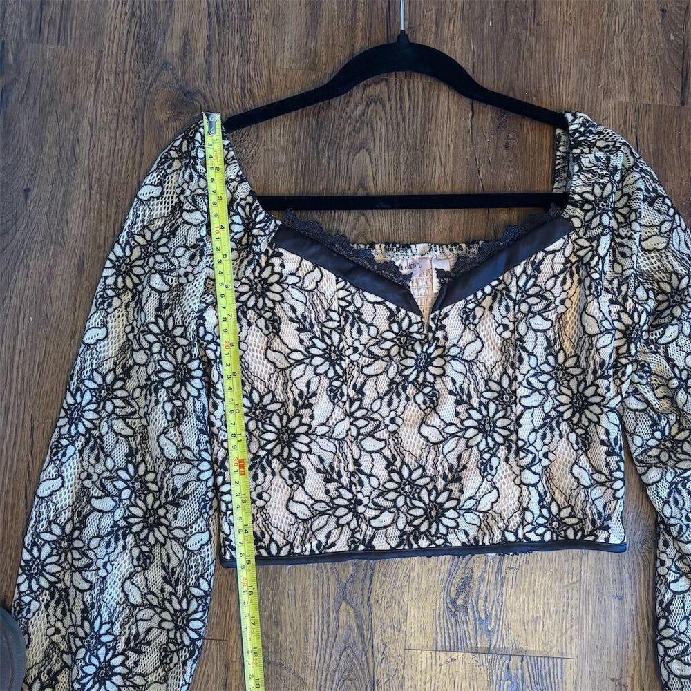 Willow + Root XS Floral Lace Sheer Long Sleeve Crop Top Multicolor - Picture 10 of 14